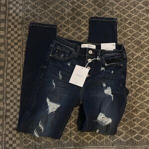 KanCan Dark Blue Distressed Skinny Jeans